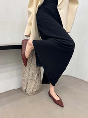 LBSFY  -  Pointed Toe Women Loafers 2024 New Arrivals Autumn Spring Dress Shoes Casual Fashion Laies Low Heeled Solid Color Black Gold 39