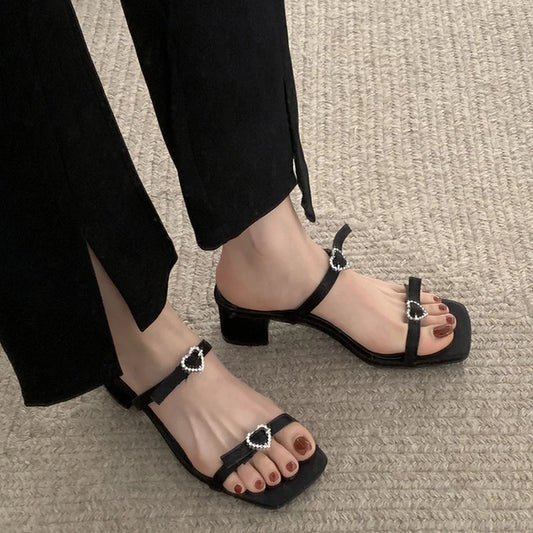 LBSFY  -  2024 Summer Women Slippers Fashion Elegant Narrow Band Open Toe Slides Shoes Ladies Outdoor Dress Thick Heel Sandalias