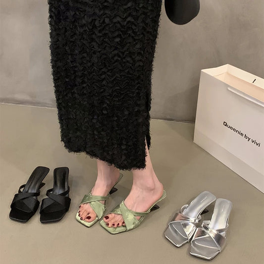 LBSFY  -  Summer Women Slipper Fashion Elegant Open Toe High Heel Slides Ladies Outdoor Dress Sandal Shoes