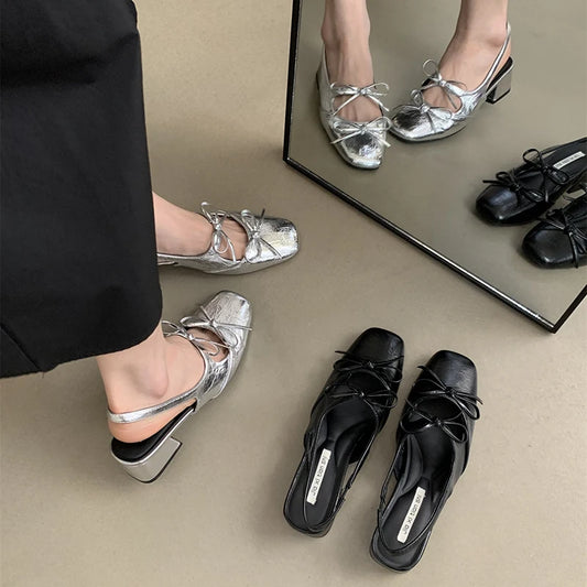 LBSFY  -  Designer Summer Woman Sandals Fashion Butterfly-knot Low Heel Shoes Ladies Outdoor Dress Singbacks Sandalias