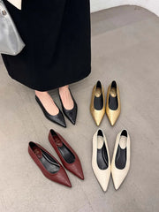 LBSFY  -  Pointed Toe Women Loafers 2024 New Arrivals Autumn Spring Dress Shoes Casual Fashion Laies Low Heeled Solid Color Black Gold 39