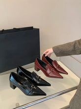 LBSFY  -  Fashion Women Pumps Pointed Toe Black Red Rivet Design Flat Mid Heels Shallow Slip On Party Pumps Dress Shoes Size 35-39 Office