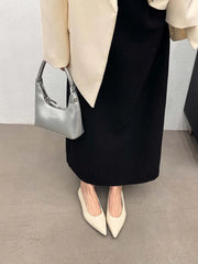 LBSFY  -  Pointed Toe Women Loafers 2024 New Arrivals Autumn Spring Dress Shoes Casual Fashion Laies Low Heeled Solid Color Black Gold 39