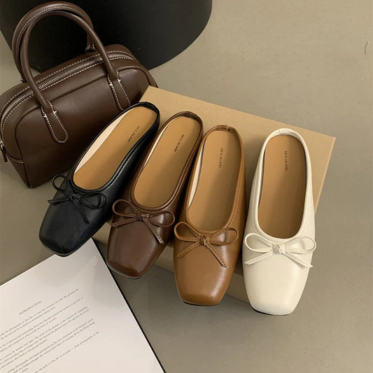 LBSFY  -  Summer Women Mules Slippers Fashion Shallow Butterfly-knot Slides Shoes Ladies Casual Outdoor Soft Sole Flats Heel Sandalias