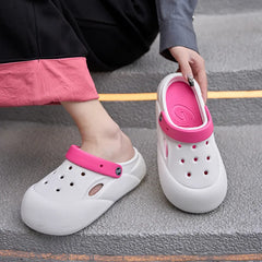 LBSFY  -  Women Hole Shoes Wearing Holes Shoe Non-slip Bao Head Eva Slipper Anti-Thick Outside Wear Beach Women Slippers Summer Sandals