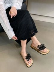 LBSFY  -  Fashion Women Slippers Summer Outside Mules Shoes Flat Low Heeled Black Green Silver Party Pumps Dress Sandals Transparent Slide