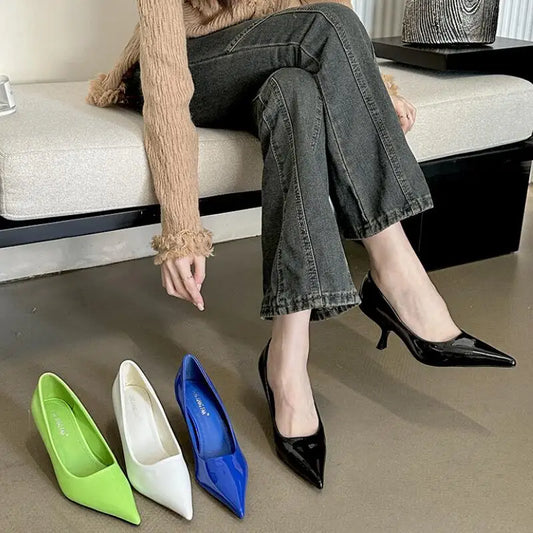 LBSFY  -  NEW Fashion Patent Leather Pointed Toe Women Pumps Sexy Elegant  Party Shallow Thin Heels Shoes 2024 Spring Office Footwear