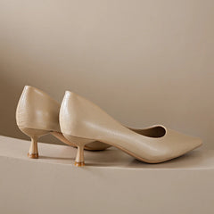 LBSFY - New Womens Loafers Fashion Concise Casual Shoes Comfortable Pointed Toe High Heels Convenient Slip on Casual Leather Shoes