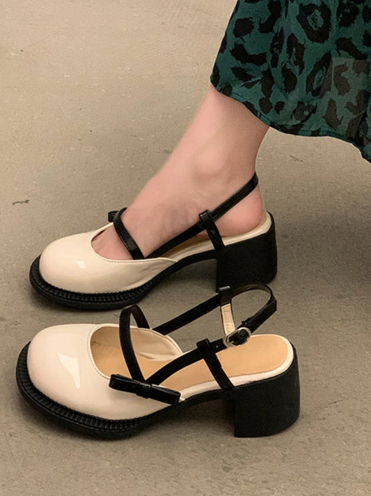 LBSFY  -  Mary Janes Platform Shoes Buckle Bow Round Toe Sweet Shoes Lolita Hollow Fairy Elegant Sandals Shoes Woman Casual 2024 Summer
