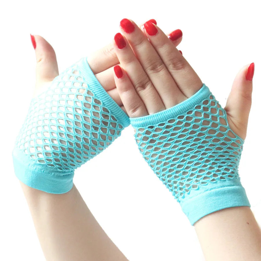 Lbsfy 1 Pair Black Girl Womens Short Fishnet Net Gloves Fingerless Mesh Gloves Punk Rock Fancy Night Club Party Sexy Fashion Gloves