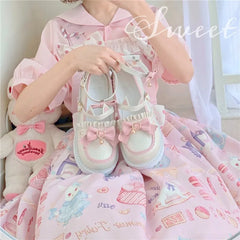 LBSFY  -Tea Party Gothic Sweet Kawaii Lolita Japanese Round Head Bow Women's Shoes Girl's Cosplay Anime Women Harajuku Cute Mid Heel 3cm