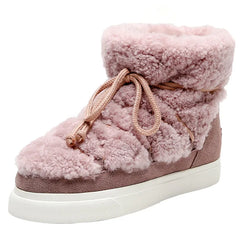 LBSFY  -  Sweet Women Wool Cow Suede Ankle Boots Female Big Size Snow Boots Dancing Casual Shoes Woman Newest Flats Platform Boots