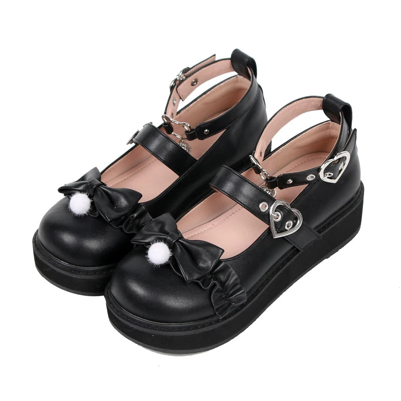 LBSFY  - Platform Lolita Jk Girls Shoes Mary Jane Kawaii Fairy Cute Summer New Retro Wedge Large Round Toe Fashion Sweet Girl Shoes