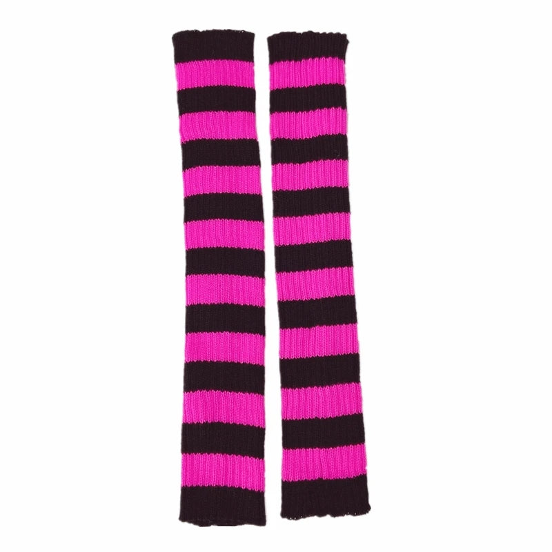 Lbsfy Y2K E-girl Goth Striped Women Leg Warmers 2000s Lady Cute Jk Stretch Knee-length Cool Hipster Warm Knit Sock Fashion Socks