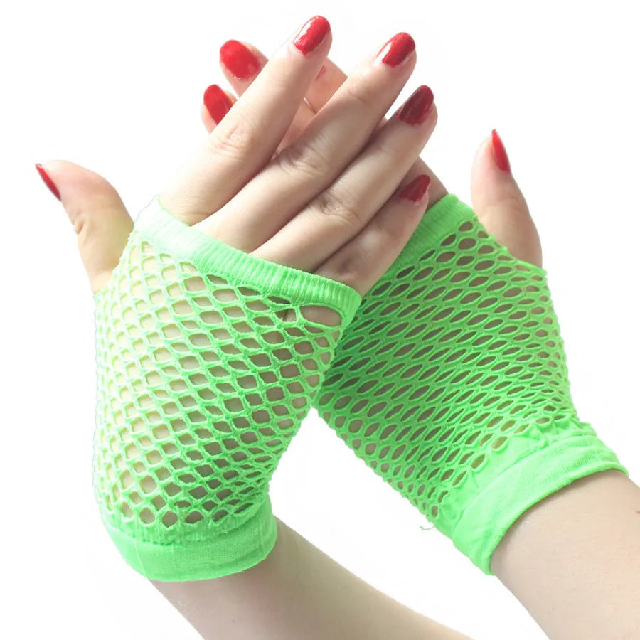 Lbsfy 1 Pair Black Girl Womens Short Fishnet Net Gloves Fingerless Mesh Gloves Punk Rock Fancy Night Club Party Sexy Fashion Gloves