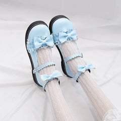 LBSFY  -Vintage Lolita Jk Uniform Lovely Japanese Retro Shoes Sweet Girl Loli Fashion Student Anime Cosplay Gothic Bow Pu Lace Harajuku