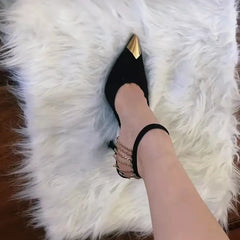 LBSFY  -  Star style Fashion Metal Chains Women Pumps Elegant Pointed toe Ankle Strap High heels Spring Summer Female Party Dress Shoes