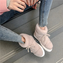 LBSFY  -  Sweet Women Wool Cow Suede Ankle Boots Female Big Size Snow Boots Dancing Casual Shoes Woman Newest Flats Platform Boots