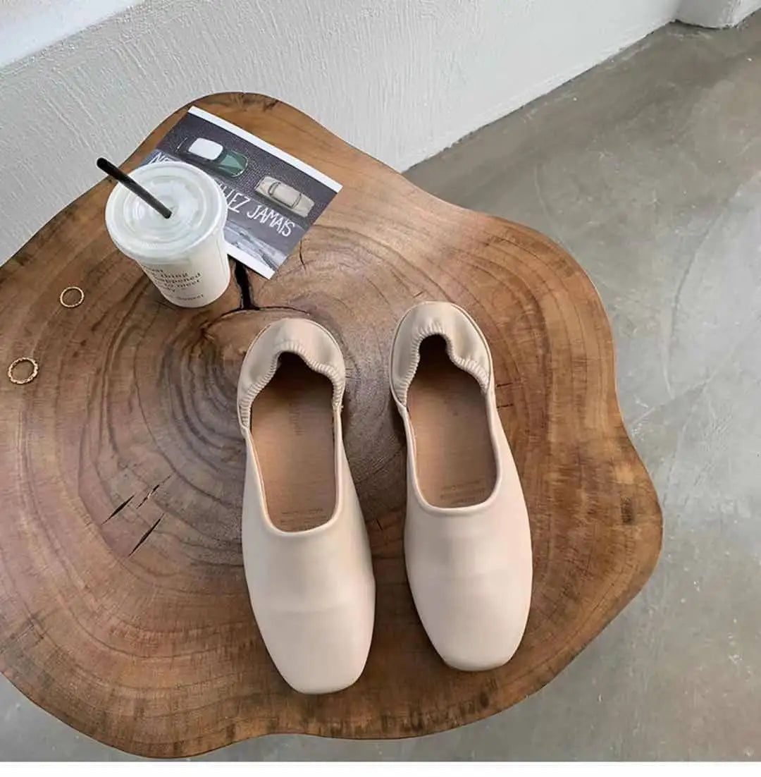 LBSFY -Women Flats New Ballerinas Soft Leather Moccasins Slip On Retro Grandma Shoes  Ladies mules slippers Spring Summer