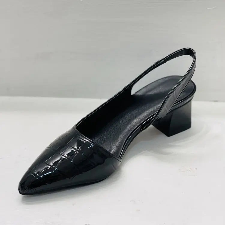 LBSFY -Women's Pointed Toes Pumps Mid Chunky Heels Slingback Sandals Shoes Summer New Vintage Woman Lady Female Sandals Slippers Shoes
