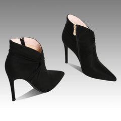 LBSFY  -  Thin High Heel Women Short Boots Suede Autumn Winter New British Style Ankle Boots Point Toe Ladies Shoes