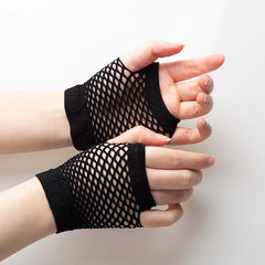 Lbsfy 1 Pair Black Girl Womens Short Fishnet Net Gloves Fingerless Mesh Gloves Punk Rock Fancy Night Club Party Sexy Fashion Gloves
