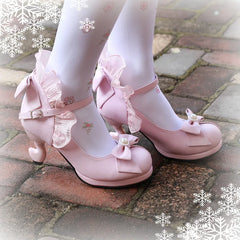 LBSFY  -  Lolita Shoes Cosplay Kawaii Anime Sweet Loli Women Tea Party High Heel Princess Bow Mary Jane Loli Shoes