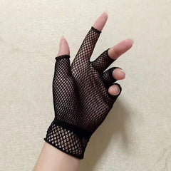 Lbsfy 1 Pair Unisex Short Fishnet Gloves Fashion Girl Fingerless Mesh Glove Punk Rock Fancy Night Club Party Sexy Women Black Gloves