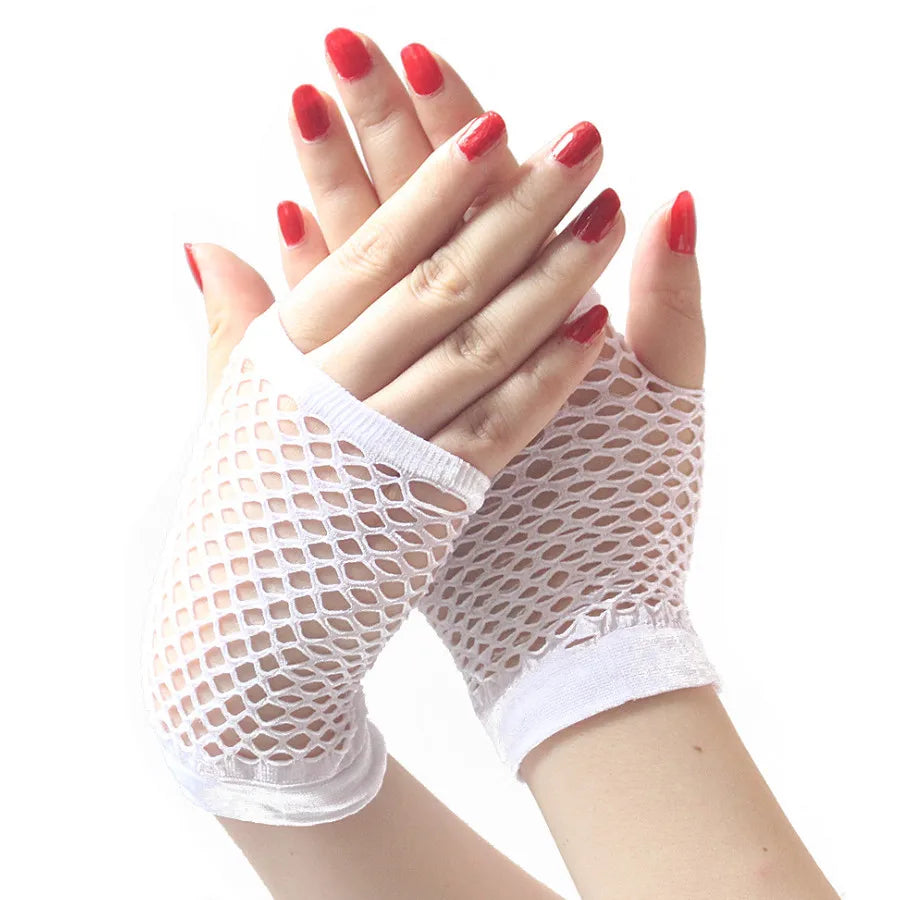 Lbsfy 1 Pair Black Girl Womens Short Fishnet Net Gloves Fingerless Mesh Gloves Punk Rock Fancy Night Club Party Sexy Fashion Gloves