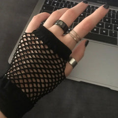 Lbsfy 1 Pair Black Girl Womens Short Fishnet Net Gloves Fingerless Mesh Gloves Punk Rock Fancy Night Club Party Sexy Fashion Gloves