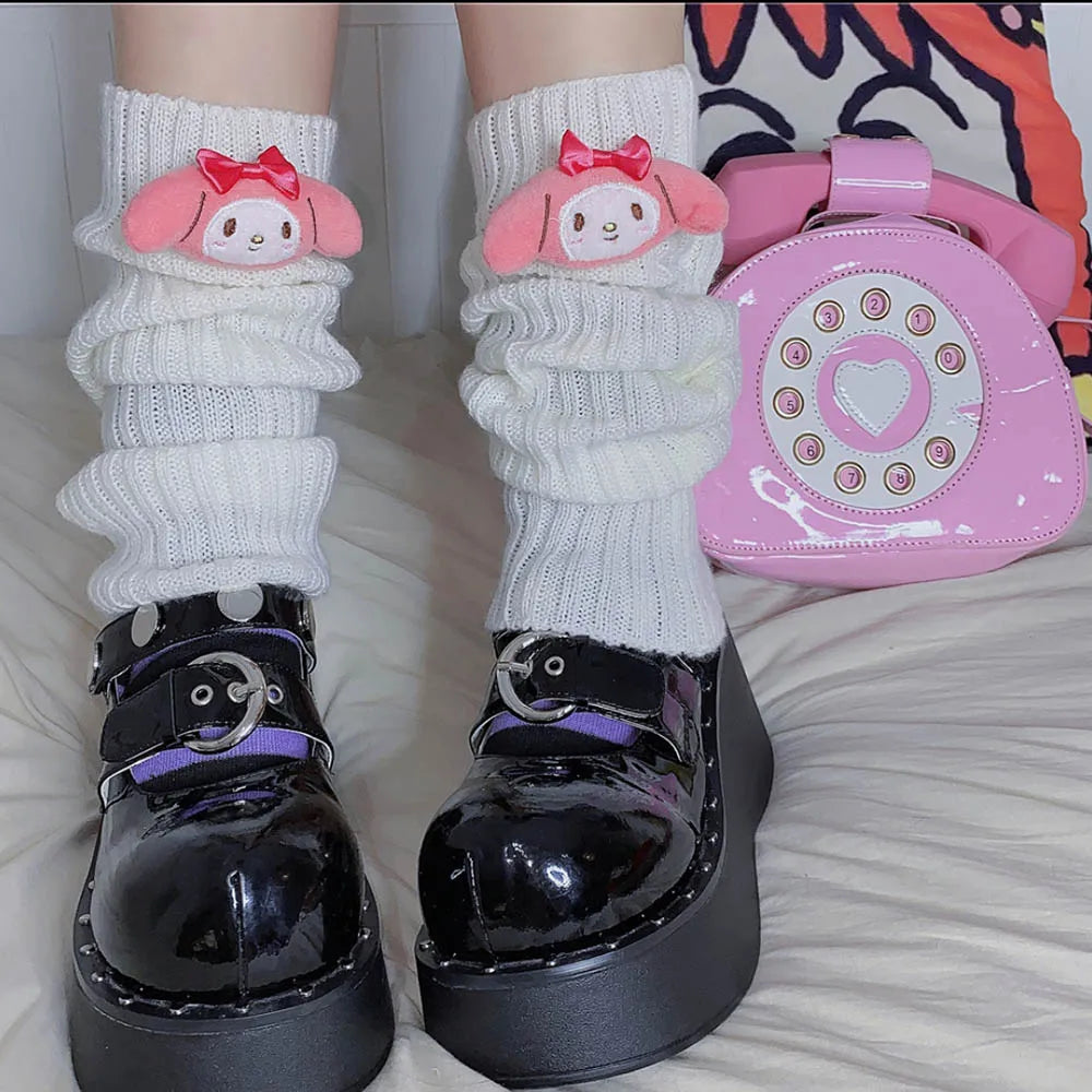 Lbsfy Y2K E-girl Goth Striped Women Leg Warmers 2000s Lady Cute Jk Stretch Knee-length Cool Hipster Warm Knit Sock Fashion Socks