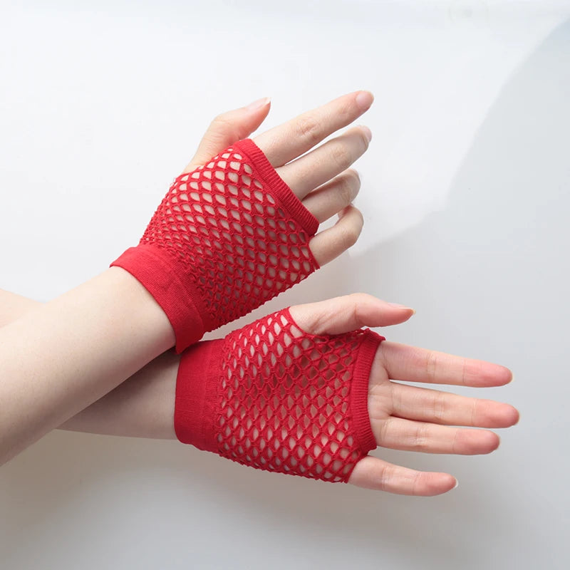 Lbsfy 1 Pair Black Girl Womens Short Fishnet Net Gloves Fingerless Mesh Gloves Punk Rock Fancy Night Club Party Sexy Fashion Gloves