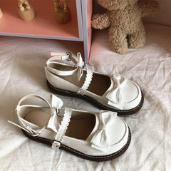 LBSFY  -Mary Jane Pu Lolita shoes Round Toe Japanese Jk Uniform White Black Brown Women's Bow Cute Loli Vintage Female Sweet Girls