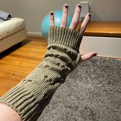 Lbsfy New Warmer Winter Women Gloves Stylish Hand Gloves Girl Arm Crochet Knitting Hollow Heart Mitten Warm Fingerless Gloves