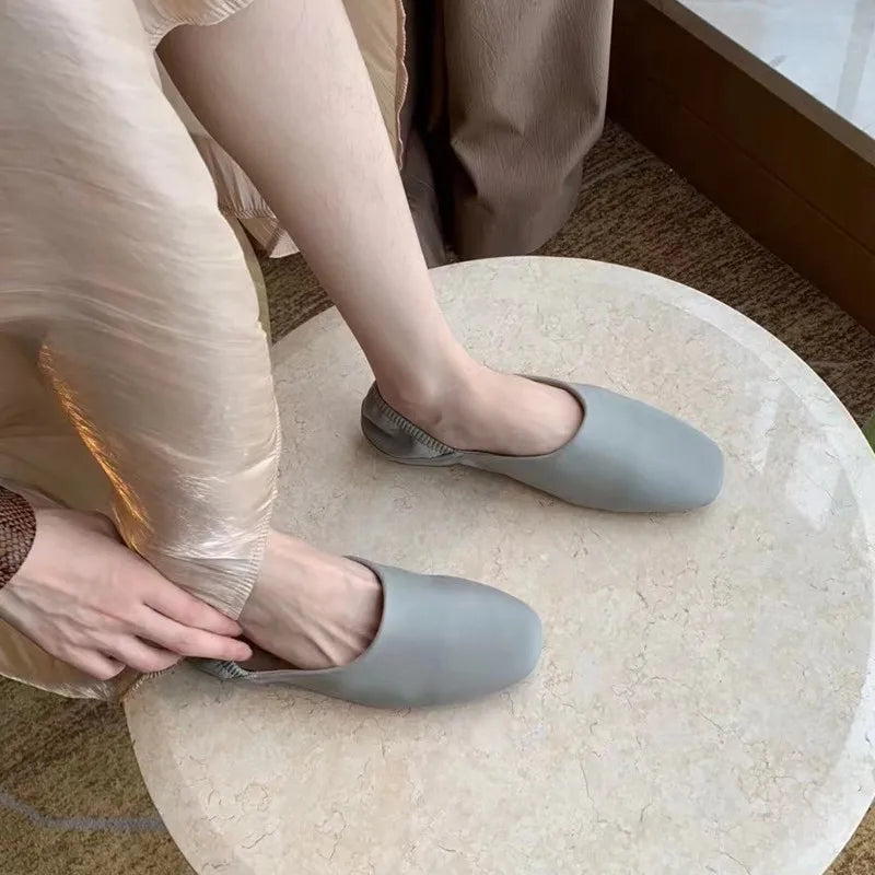 LBSFY -Women Flats New Ballerinas Soft Leather Moccasins Slip On Retro Grandma Shoes  Ladies mules slippers Spring Summer