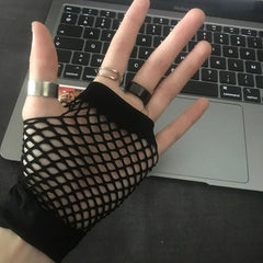 Lbsfy 1 Pair Black Girl Womens Short Fishnet Net Gloves Fingerless Mesh Gloves Punk Rock Fancy Night Club Party Sexy Fashion Gloves