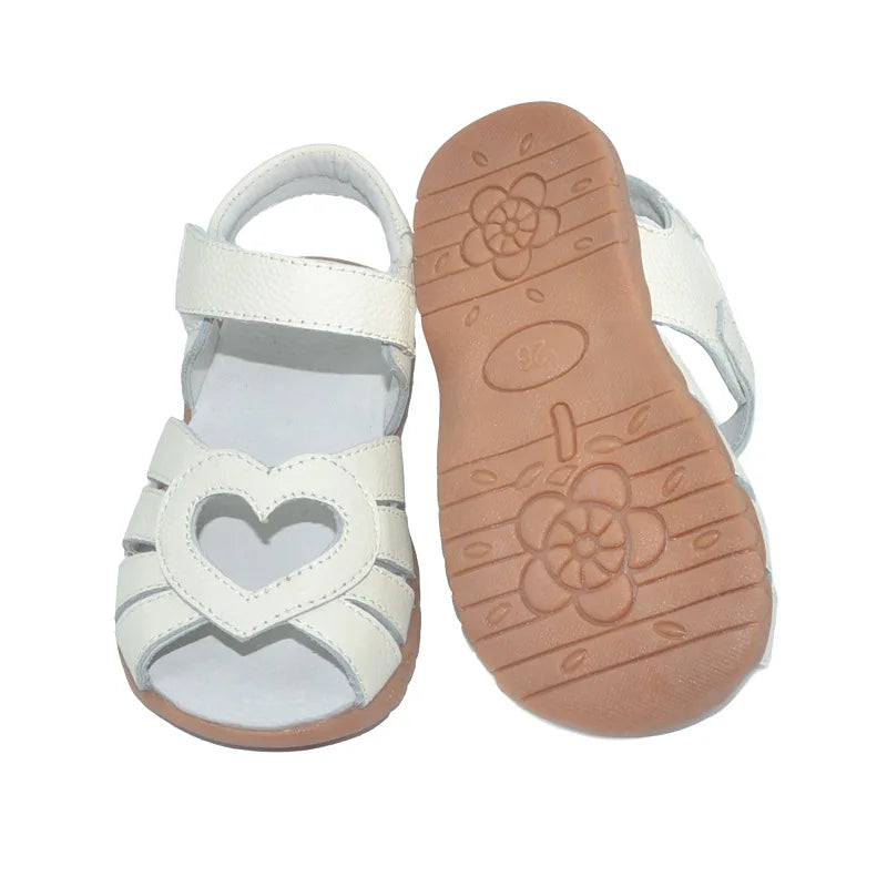 LBSFY  - Girls Sandals 2024 Summer Genuine Leather Kids Shoes Cut-Outs Heart Shaped Children Sandals Baby Toddler Shoes Sandalias Zapatos