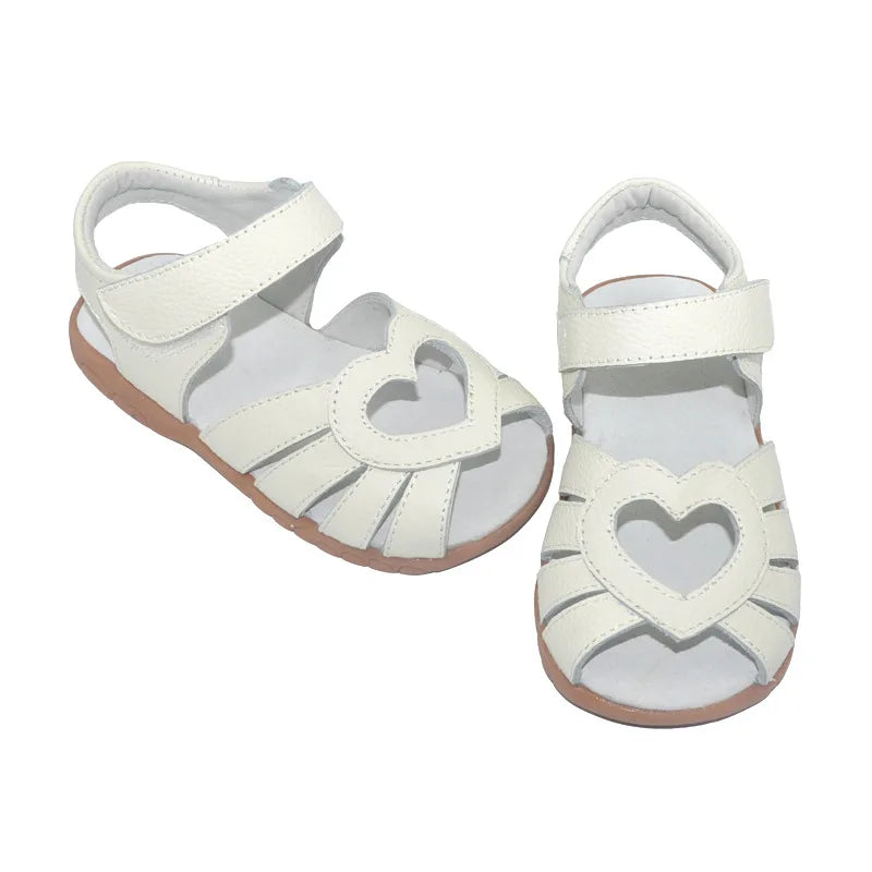 LBSFY  - Girls Sandals 2024 Summer Genuine Leather Kids Shoes Cut-Outs Heart Shaped Children Sandals Baby Toddler Shoes Sandalias Zapatos