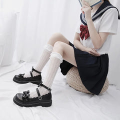 LBSFY  -Vintage Lolita Jk Uniform Lovely Japanese Retro Shoes Sweet Girl Loli Fashion Student Anime Cosplay Gothic Bow Pu Lace Harajuku