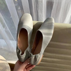 LBSFY -Women Flats New Ballerinas Soft Leather Moccasins Slip On Retro Grandma Shoes  Ladies mules slippers Spring Summer