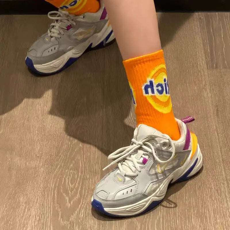 Lbsfy Unisex Socks Men Women Cotton Cartoon Pattern Hip Hop Style Breathable Mid Tube Street Skateboard Socks Soft Short Crew Sock