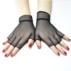 Lbsfy 1 Pair Unisex Short Fishnet Gloves Fashion Girl Fingerless Mesh Glove Punk Rock Fancy Night Club Party Sexy Women Black Gloves