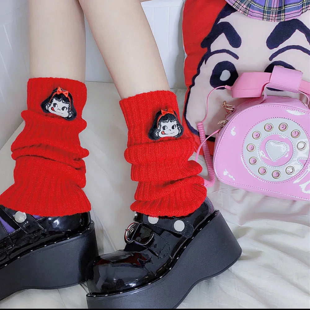Lbsfy Y2K E-girl Goth Striped Women Leg Warmers 2000s Lady Cute Jk Stretch Knee-length Cool Hipster Warm Knit Sock Fashion Socks