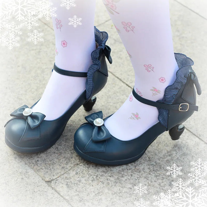 LBSFY  -  Lolita Shoes Cosplay Kawaii Anime Sweet Loli Women Tea Party High Heel Princess Bow Mary Jane Loli Shoes