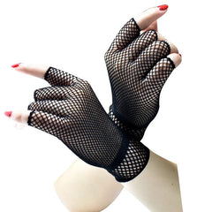 Lbsfy 1 Pair Unisex Short Fishnet Gloves Fashion Girl Fingerless Mesh Glove Punk Rock Fancy Night Club Party Sexy Women Black Gloves