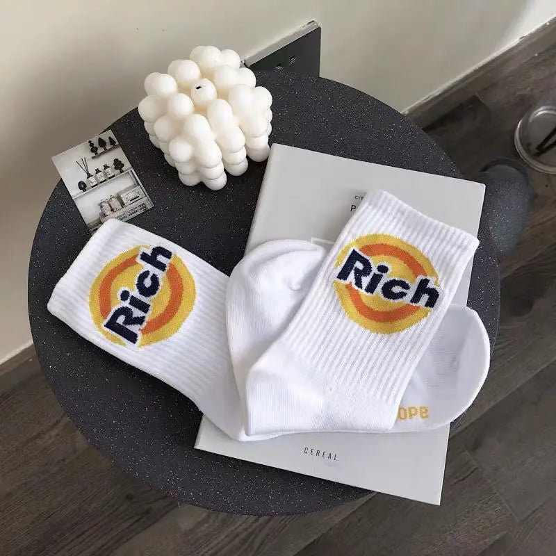 Lbsfy Unisex Socks Men Women Cotton Cartoon Pattern Hip Hop Style Breathable Mid Tube Street Skateboard Socks Soft Short Crew Sock