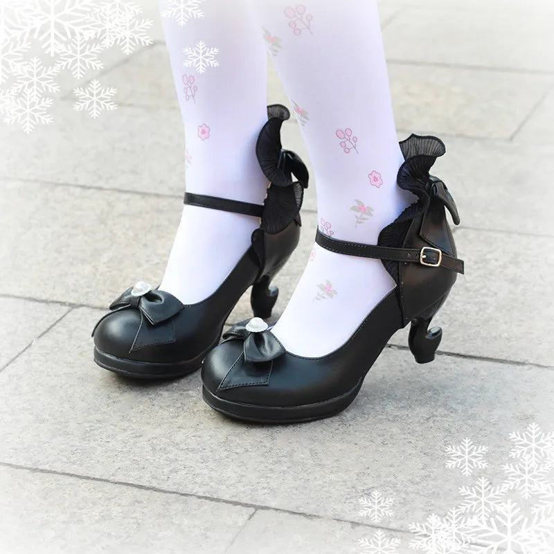 LBSFY  -  Lolita Shoes Cosplay Kawaii Anime Sweet Loli Women Tea Party High Heel Princess Bow Mary Jane Loli Shoes