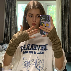 Lbsfy New Warmer Winter Women Gloves Stylish Hand Gloves Girl Arm Crochet Knitting Hollow Heart Mitten Warm Fingerless Gloves