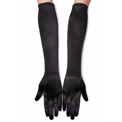 Lbsfy New Classic Adult Black White Red Skin Opera/Elbow/Wrist Stretch Satin Finger Long Gloves Women Flapper Gloves Matching Costume