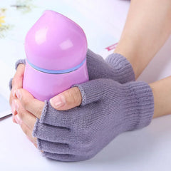 Lbsfy 1Pair Unisex Black Half Finger Fingerless Gloves for Women and Men Wool Knit Wrist Cotton Gloves Winter Warm Work Gloves